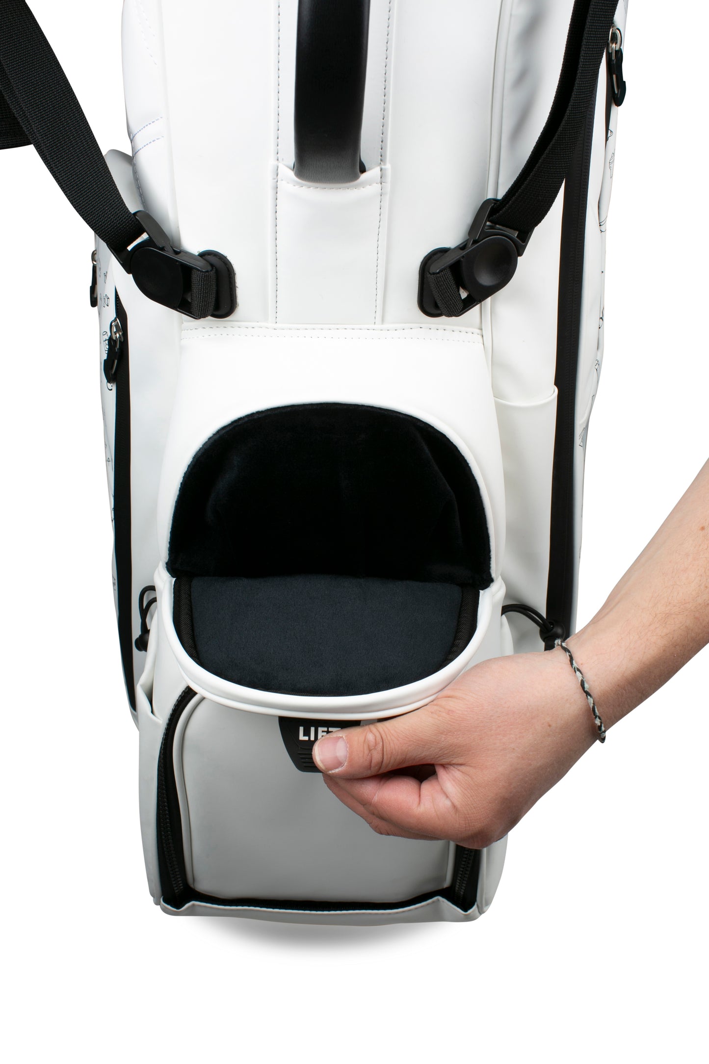 Carry Golfbag Tour inspired White - Black Drink - Green Strip