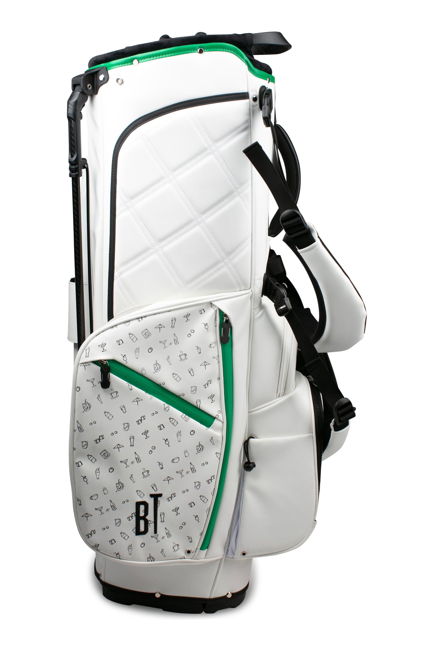 Carry Golfbag Tour inspired White - Black Drink - Green Strip