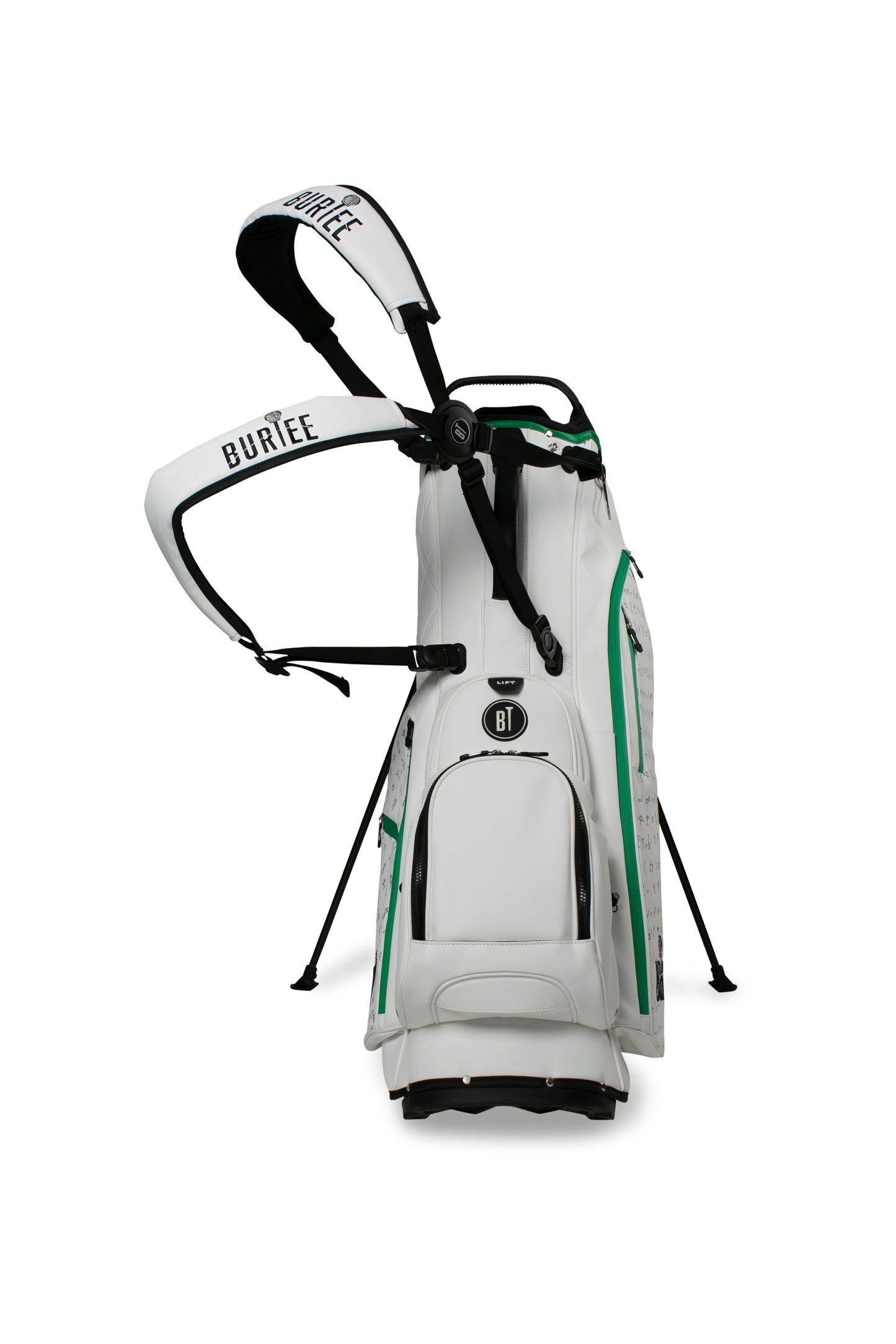 Carry Golfbag Tour inspired White - Black Drink - Green Strip