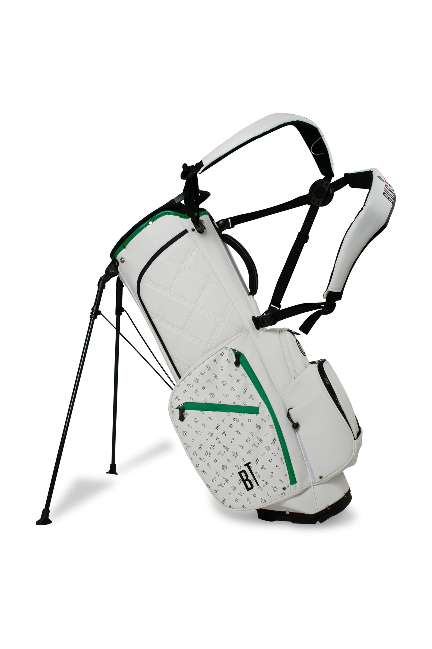 Carry Golfbag Tour inspired White - Black Drink - Green Strip
