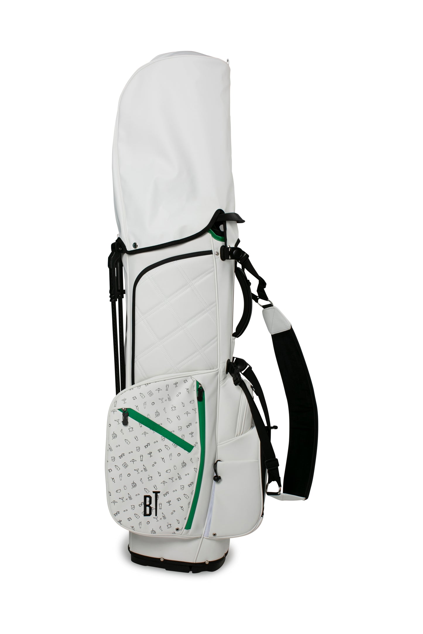 Carry Golfbag Tour inspired White - Black Drink - Green Strip